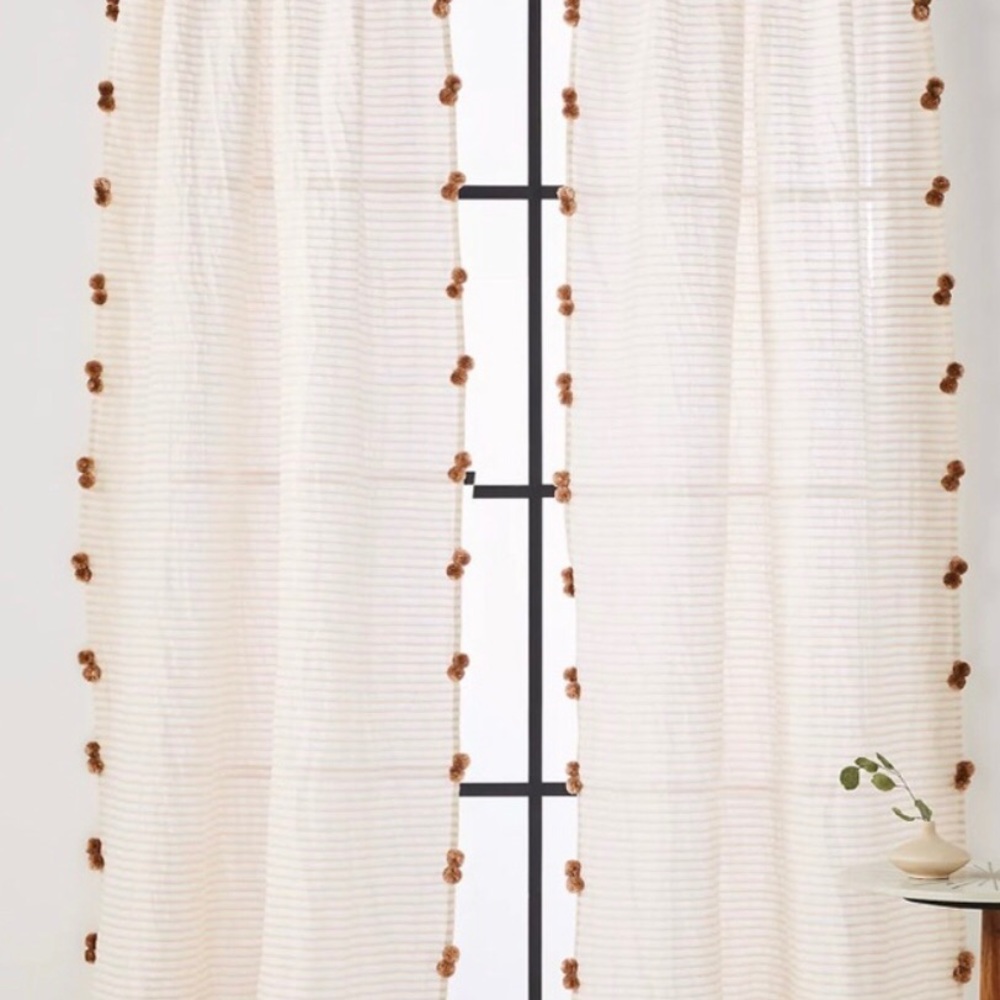 ISO Anthropologie Pom Tassel Curtain in Rose Gold